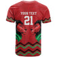 Custom Cricket Africa Kenya T shirt Red Lion Head with Kenyan Pattern - African Pride
