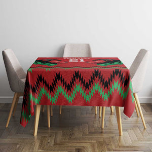Custom Cricket Africa Kenya Tablecloth Red Lion Head with Kenyan Pattern - African Pride