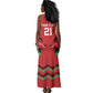 Custom Cricket Africa Kenya Tank Maxi Dress Red Lion Head with Kenyan Pattern - African Pride