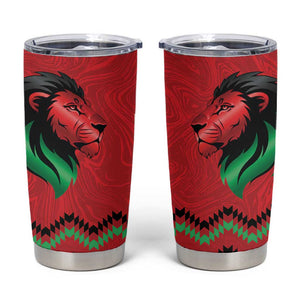 Custom Cricket Africa Kenya Tumbler Cup Red Lion Head with Kenyan Pattern - African Pride