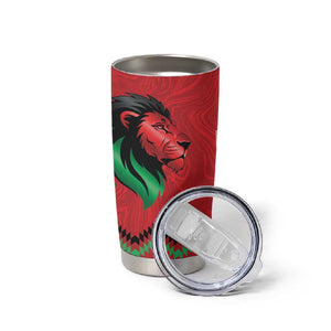 Custom Cricket Africa Kenya Tumbler Cup Red Lion Head with Kenyan Pattern - African Pride