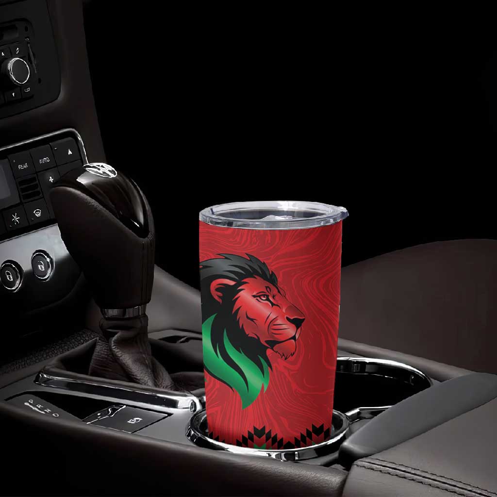 Custom Cricket Africa Kenya Tumbler Cup Red Lion Head with Kenyan Pattern - African Pride