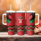 Custom Cricket Africa Kenya Tumbler With Handle Red Lion Head with Kenyan Pattern - African Pride