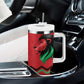 Custom Cricket Africa Kenya Tumbler With Handle Red Lion Head with Kenyan Pattern - African Pride