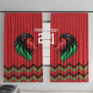 Custom Cricket Africa Kenya Window Curtain Red Lion Head with Kenyan Pattern - African Pride