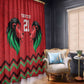 Custom Cricket Africa Kenya Window Curtain Red Lion Head with Kenyan Pattern - African Pride