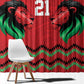 Custom Cricket Africa Kenya Window Curtain Red Lion Head with Kenyan Pattern - African Pride