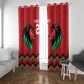 Custom Cricket Africa Kenya Window Curtain Red Lion Head with Kenyan Pattern - African Pride