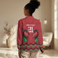 Custom Cricket Africa Kenya Women Casual Shirt Red Lion Head with Kenyan Pattern - African Pride