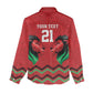 Custom Cricket Africa Kenya Women Casual Shirt Red Lion Head with Kenyan Pattern - African Pride