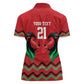 Custom Cricket Africa Kenya Women Polo Shirt Red Lion Head with Kenyan Pattern - African Pride