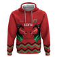 Custom Cricket Africa Kenya Zip Hoodie Red Lion Head with Kenyan Pattern - African Pride