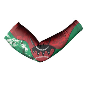 Personalized Kenya Maasai Shield Arm Sleeves Green Red Kenyan Lion Half Style