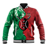 Personalized Kenya Maasai Shield Baseball Jacket Green Red Kenyan Lion Half Style - African Pride