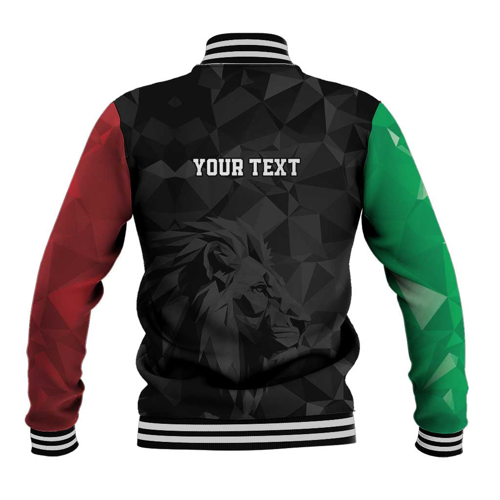 Personalized Kenya Maasai Shield Baseball Jacket Green Red Kenyan Lion Half Style - African Pride