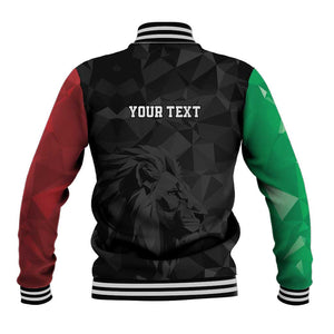 Personalized Kenya Maasai Shield Baseball Jacket Green Red Kenyan Lion Half Style - African Pride