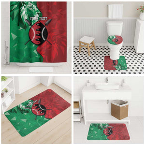 Personalized Kenya Maasai Shield Bathroom Set Green Red Kenyan Lion Half Style