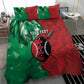 Personalized Kenya Maasai Shield Bedding Set Green Red Kenyan Lion Half Style - African Pride