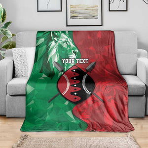 Personalized Kenya Maasai Shield Blanket Green Red Kenyan Lion Half Style - African Pride
