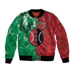 Personalized Kenya Maasai Shield Bomber Jacket Green Red Kenyan Lion Half Style - African Pride