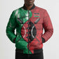 Personalized Kenya Maasai Shield Bomber Puffer Jacket Green Red Kenyan Lion Half Style