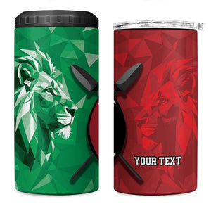 Personalized Kenya Maasai Shield 4 in 1 Can Cooler Tumbler Green Red Kenyan Lion Half Style - African Pride