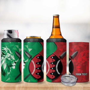 Personalized Kenya Maasai Shield 4 in 1 Can Cooler Tumbler Green Red Kenyan Lion Half Style - African Pride
