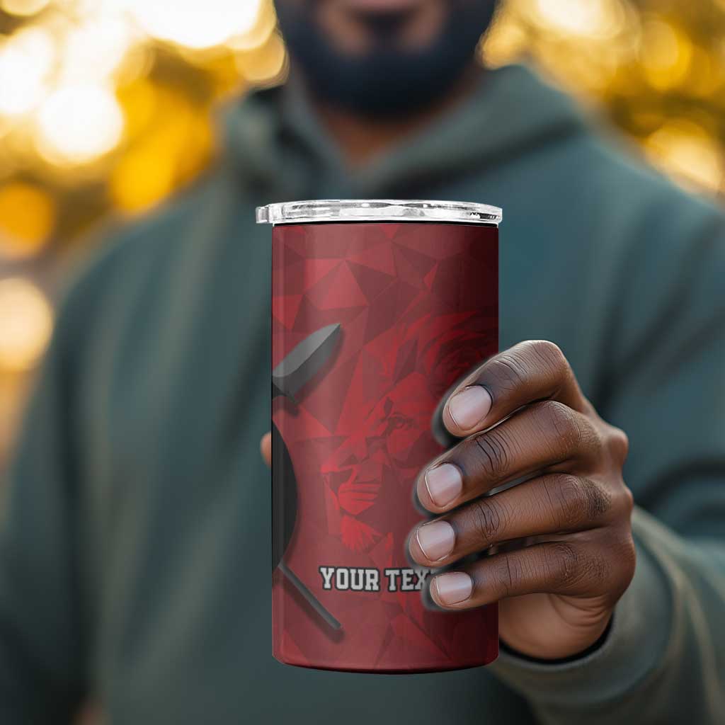 Personalized Kenya Maasai Shield 4 in 1 Can Cooler Tumbler Green Red Kenyan Lion Half Style - African Pride