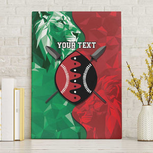 Personalized Kenya Maasai Shield Canvas Wall Art Green Red Kenyan Lion Half Style - African Pride