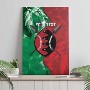Personalized Kenya Maasai Shield Canvas Wall Art Green Red Kenyan Lion Half Style - African Pride