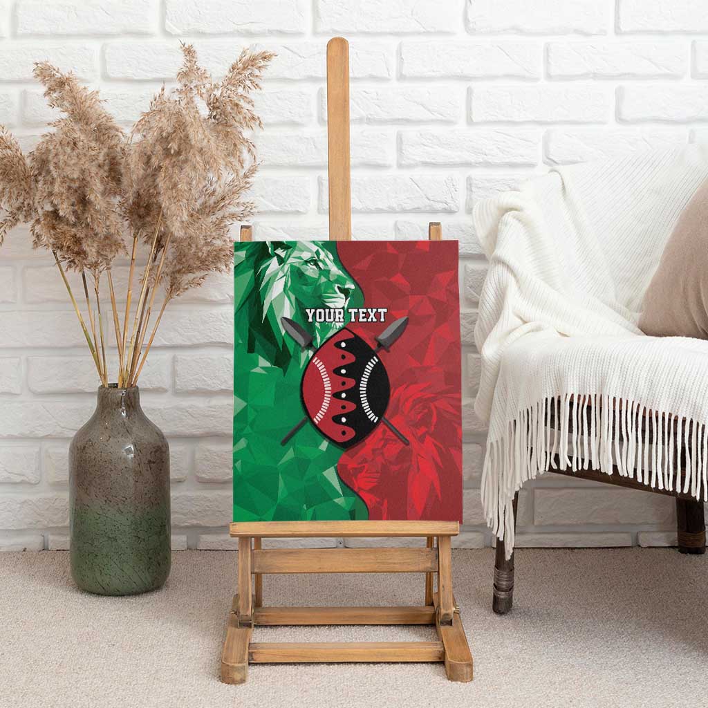 Personalized Kenya Maasai Shield Canvas Wall Art Green Red Kenyan Lion Half Style - African Pride