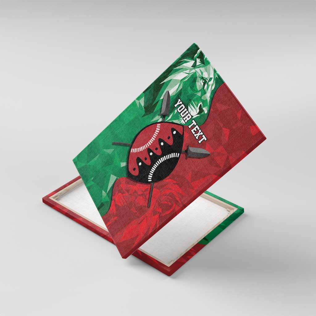 Personalized Kenya Maasai Shield Canvas Wall Art Green Red Kenyan Lion Half Style - African Pride