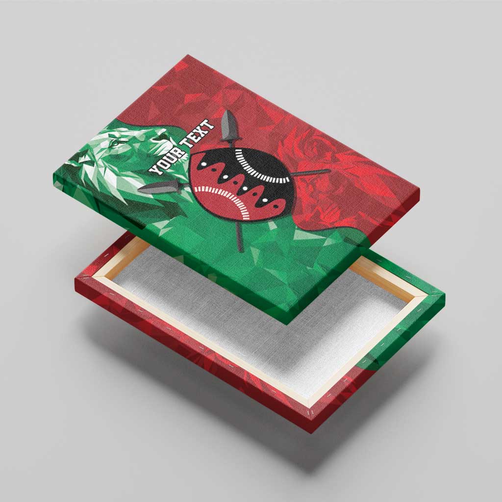 Personalized Kenya Maasai Shield Canvas Wall Art Green Red Kenyan Lion Half Style - African Pride