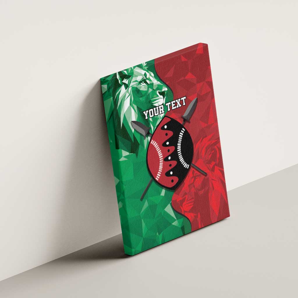 Personalized Kenya Maasai Shield Canvas Wall Art Green Red Kenyan Lion Half Style - African Pride