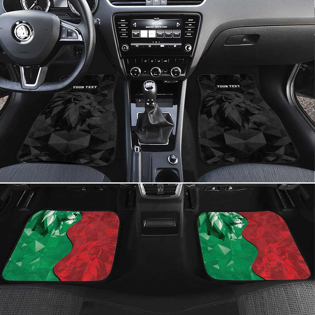 Personalized Kenya Maasai Shield Car Mats Green Red Kenyan Lion Half Style - African Pride