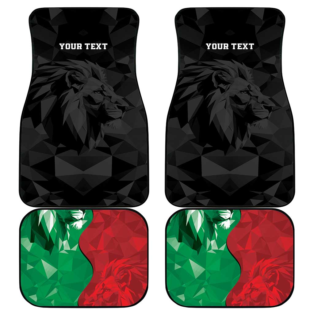 Personalized Kenya Maasai Shield Car Mats Green Red Kenyan Lion Half Style - African Pride