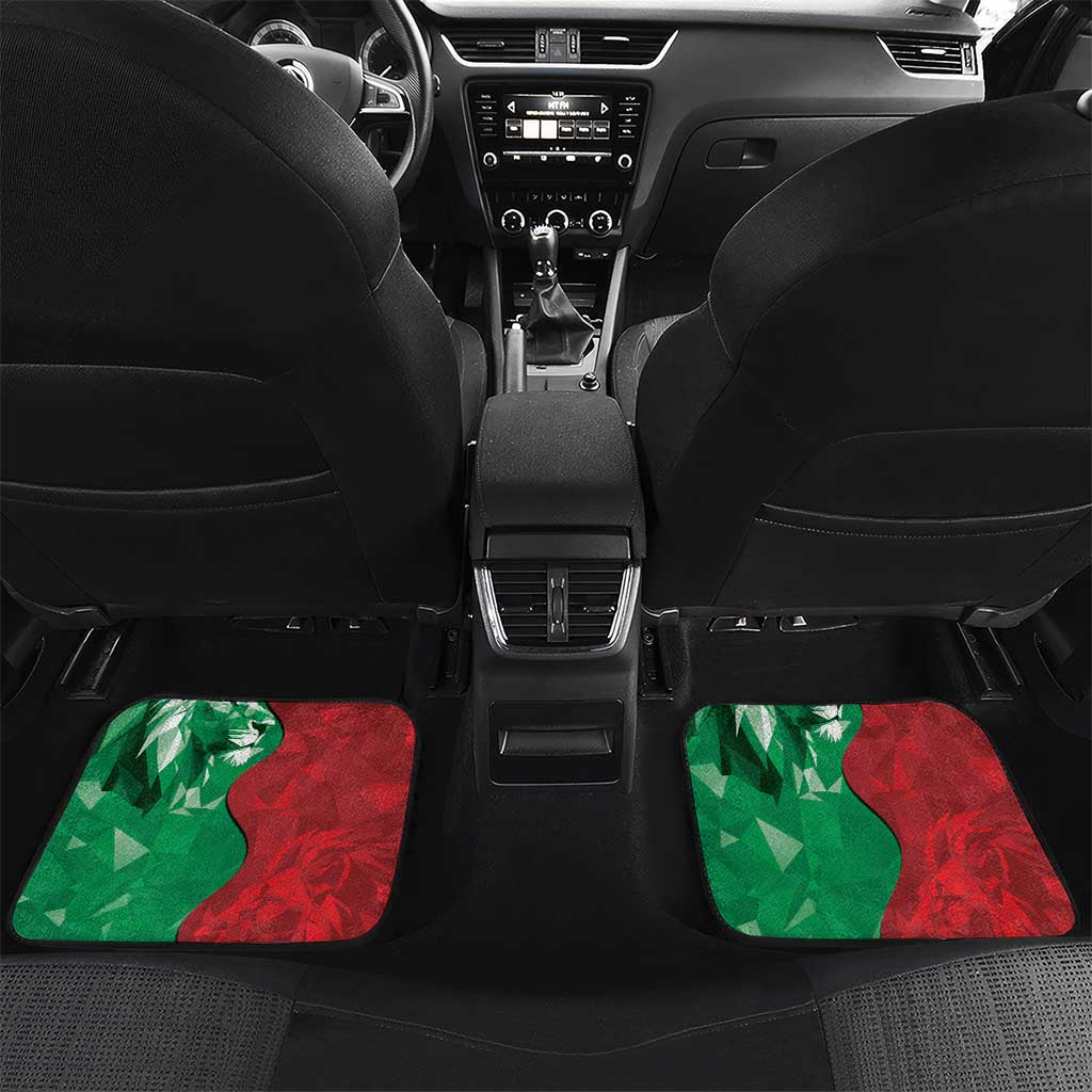 Personalized Kenya Maasai Shield Car Mats Green Red Kenyan Lion Half Style - African Pride