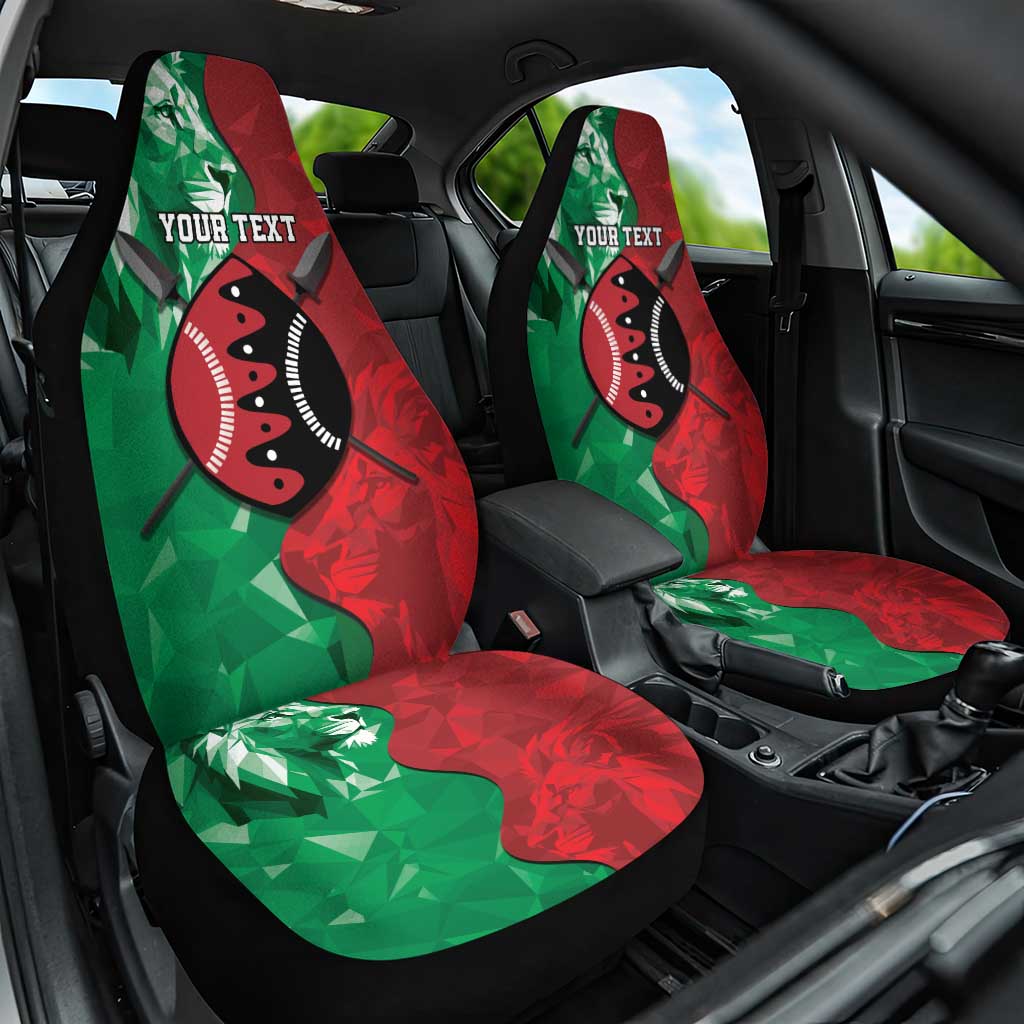 Personalized Kenya Maasai Shield Car Seat Cover Green Red Kenyan Lion Half Style - African Pride