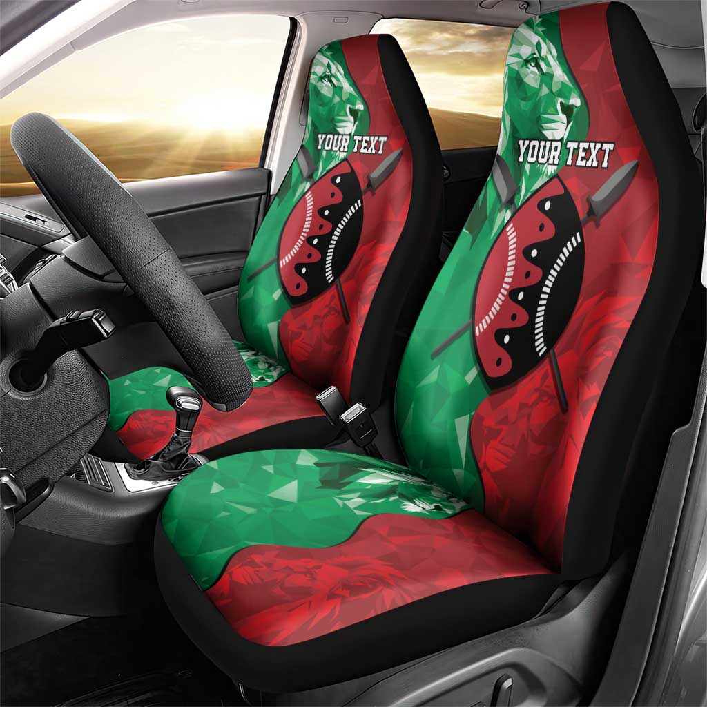 Personalized Kenya Maasai Shield Car Seat Cover Green Red Kenyan Lion Half Style - African Pride