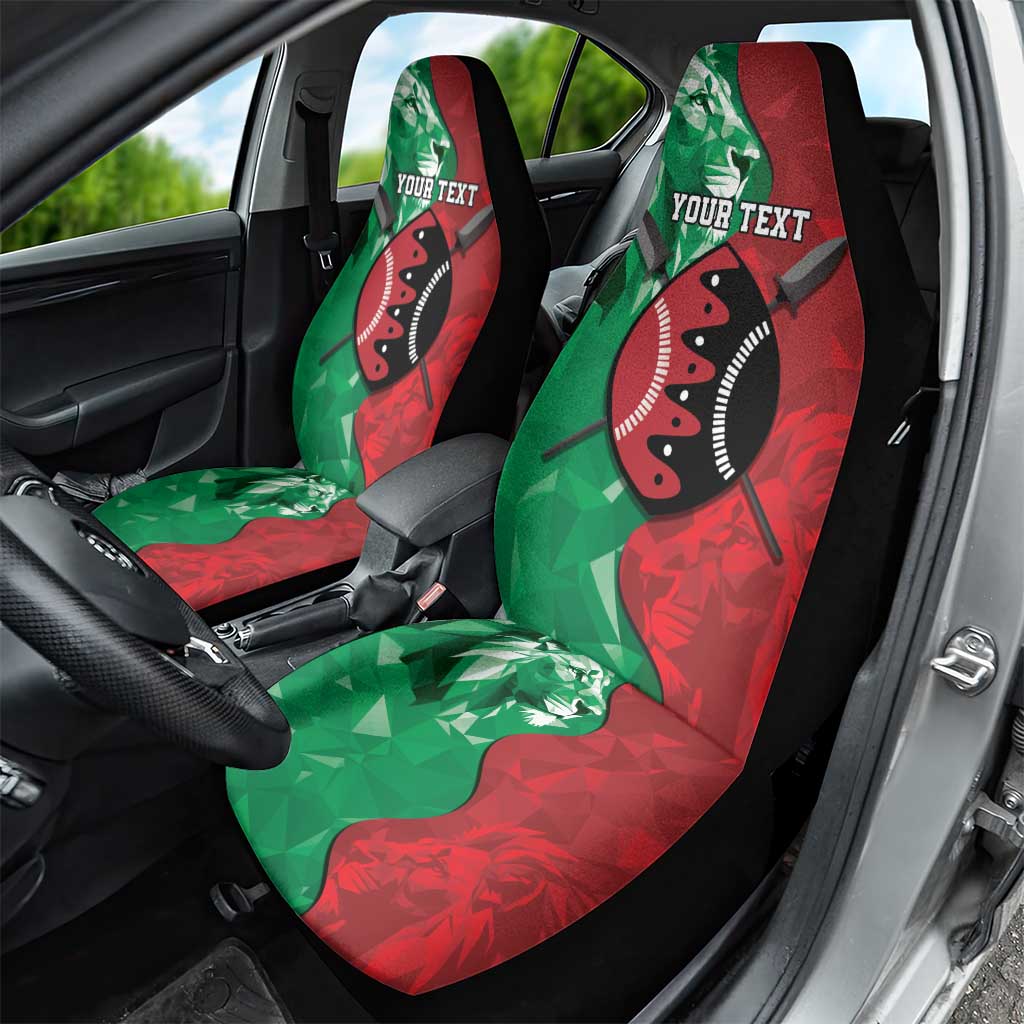 Personalized Kenya Maasai Shield Car Seat Cover Green Red Kenyan Lion Half Style - African Pride