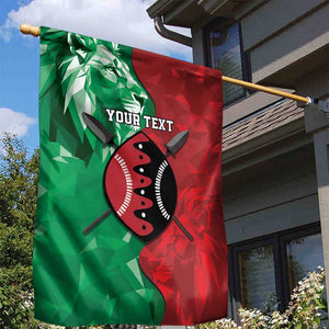Personalized Kenya Maasai Shield Garden Flag Green Red Kenyan Lion Half Style - African Pride