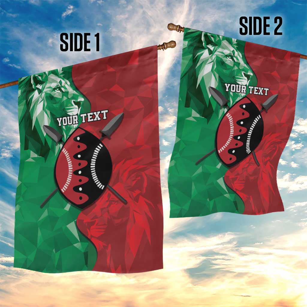 Personalized Kenya Maasai Shield Garden Flag Green Red Kenyan Lion Half Style - African Pride