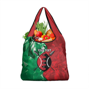 Personalized Kenya Maasai Shield Grocery Bag Green Red Kenyan Lion Half Style - African Pride