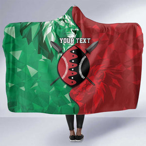 Personalized Kenya Maasai Shield Hooded Blanket Green Red Kenyan Lion Half Style - African Pride