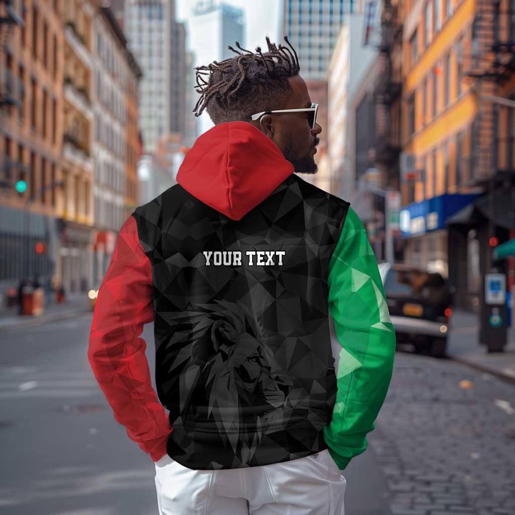 Personalized Kenya Maasai Shield Hoodie Green Red Kenyan Lion Half Style - African Pride