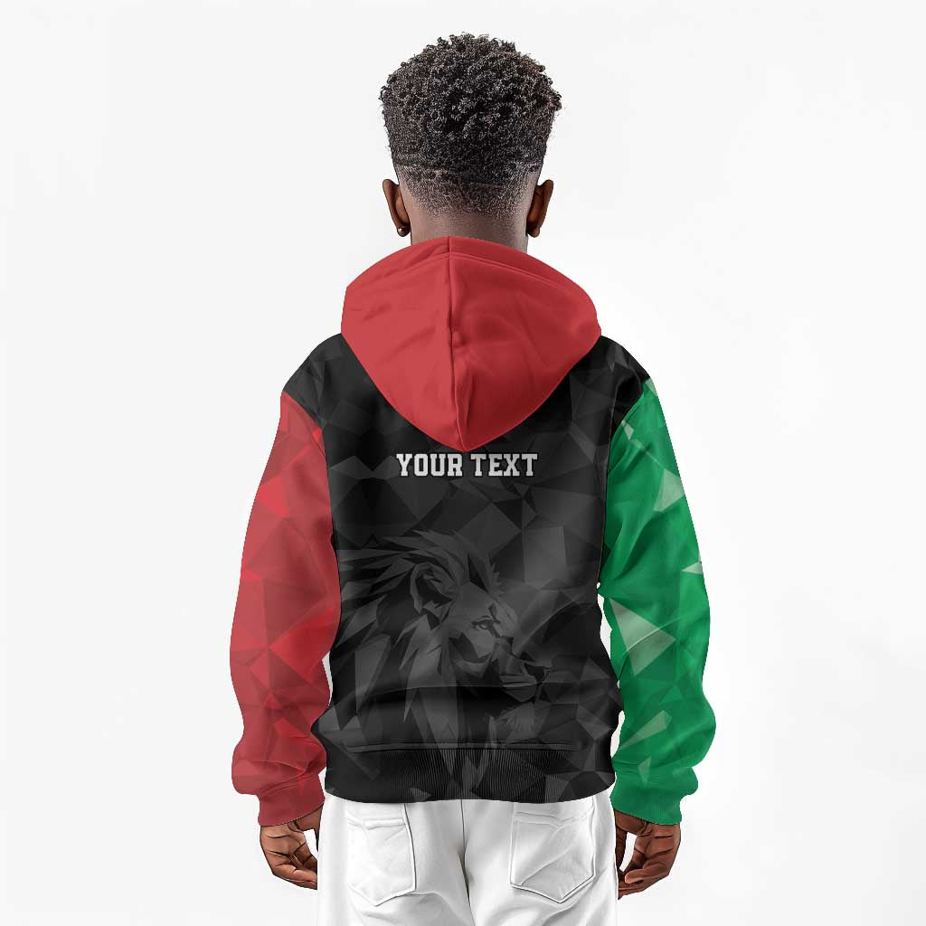 Personalized Kenya Maasai Shield Kid Hoodie Green Red Kenyan Lion Half Style - African Pride