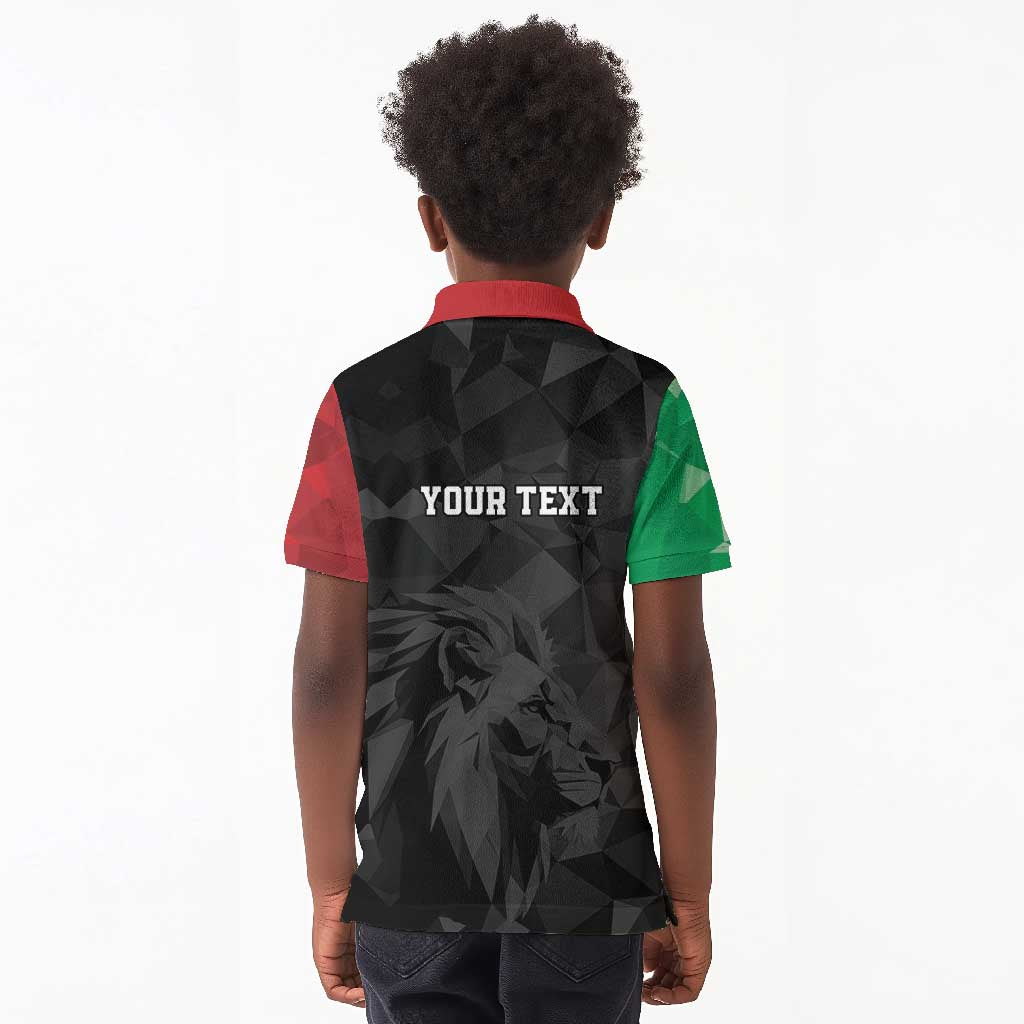 Personalized Kenya Maasai Shield Kid Polo Shirt Green Red Kenyan Lion Half Style - African Pride