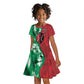 Personalized Kenya Maasai Shield Kid Short Sleeve Dress Green Red Kenyan Lion Half Style - African Pride