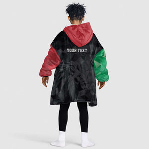 Personalized Kenya Maasai Shield Kid Wearable Blanket Hoodie Green Red Kenyan Lion Half Style - African Pride