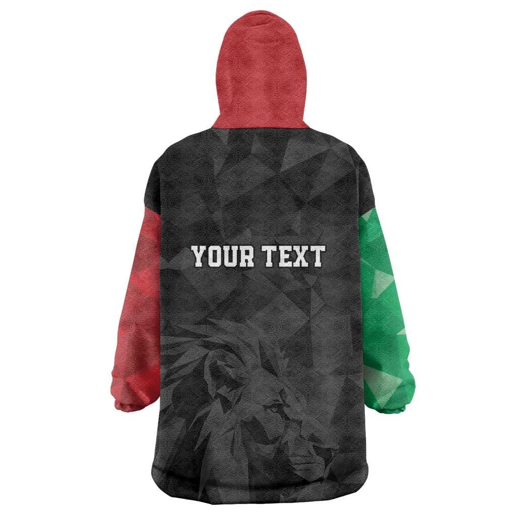 Personalized Kenya Maasai Shield Kid Wearable Blanket Hoodie Green Red Kenyan Lion Half Style - African Pride